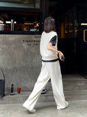 Textured Elastic Waist Relaxed Pants（Z1162）