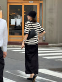 Contrast Stripe Short-Sleeve Top（Z3321）