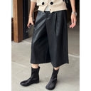 Faux Leather Wide Leg Cropped Pants（Z3705）