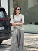 Raised Floral Embroidered Knit Top（Z3399）