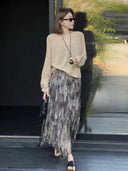 Tie-Dye Textured Asymmetric Skirt（Z3004）