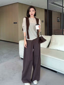Vintage Tailored Wide-Leg Pants（Z2432）