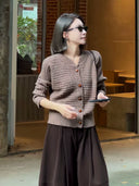 Vintage Crew Neck Textured Sweater（Z2541）