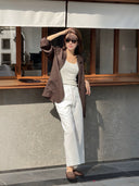 Semi-Elastic Waist Cropped Casual Trousers（Z3361）