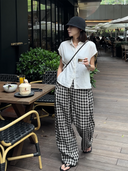 Versatile Loose Fit Plaid Pants