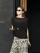 Asymmetric Hem Knit Tops（Z2073）