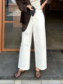 Semi-Elastic Waist Cropped Casual Trousers（Z3361）