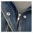 Distressed Contrast Collar Multi-Pocket Denim Jacket（Z3599）