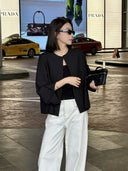 Collarless Cuff Detail Casual Jacket（Z3514）