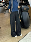 Pleated Wool Blend Wide Leg Pants（Z3719）