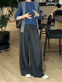 Pleated Wool Blend Wide Leg Pants（Z3719）