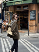 Drawstring Cinched Waist Casual Trench Coat（Z3454）