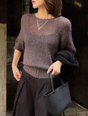 Crew Neck Lightweight Knit Top（Z2353）