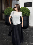 Cut-Out Crew Neck Knit Top（Z3201）
