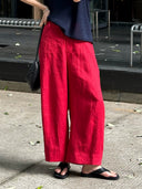 Semi-Elastic Waist Cropped Casual Trousers（Z3269）