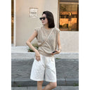 Crew Neck Marled Knit Vest（Z3288）