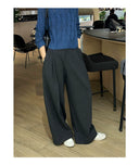 Pleated Wool Blend Wide Leg Pants（Z3719）