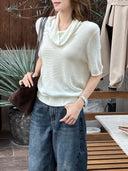 Cowl Neck Drapey Knit Top（Z3533）