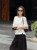 Crew Neck Slit Back Design Top（Z3431）
