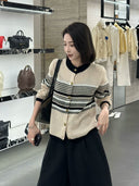 Striped Button Knit Cardigan（Z3761）