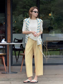 Elastic-Waist Pleated Cropped Pants（Z3115）