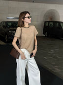 Vintage Contrast Trim Paneled T-Shirt（Z3159）
