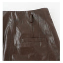 Faux Leather Slit Midi Skirt（Z3634）