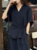 Sapphire Blue Tie-Waist Top（Z2201）