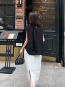 เสื้อแขนกุดดีไซน์ผูกผ้าสไตล์มินิมอล (Z818)