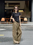 Vintage Elastic Waist Casual Pants（Z3443）