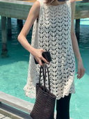 Intricate Crochet Openwork Knit Vest（Z2988）