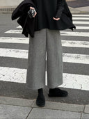 Marled Wide Leg Cropped Pants（Z3778）