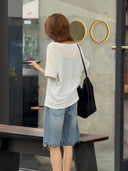 Soft Frayed Hem Denim Jeans（Z3128）