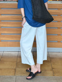 Elastic Waist Raw Hem Casual Trousers（Z3209）