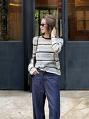 เสื้อครอปสเวตเตอร์ลายทาง (Z3345)