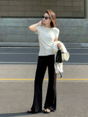 Slimming Stretch Flared Denim Pants