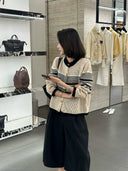 Striped Button Knit Cardigan（Z3761）