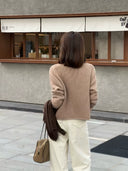 เสื้อสเวตเตอร์ผ้าถักลายวาฟเฟิลคอกลม (Z3668)