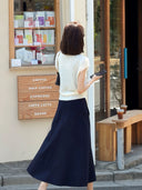 กระโปรงยีนส์ เอวสม็อคครึ่งตัว (Z3289)