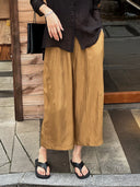 Elastic Waist Textured Cropped Pants（Z3377）