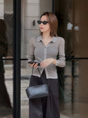 Collared Button-Up Knit Cardigan（Z3148）