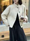 Toggle Button Textured Cropped Jacket（Z3755）