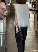 Elegant Pearl Detail Tie Neck Top（Z3323）