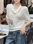 Cowl Neck Drapey Knit Top（Z3533）