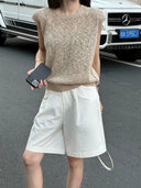 Crew Neck Marled Knit Vest（Z3288）