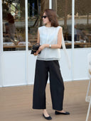Elegant Pearl Detail Tie Neck Top（Z3323）