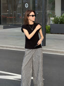 Textured Check Cropped Trousers（Z3341）
