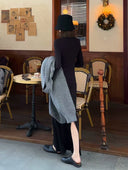 Minimalist Long Sleeve Slit Knit Dress（Z2411）