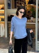 V-Neck Hooded Knit Sweater（Z3753）