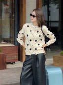 Color Block Polka Dot Knit Cardigan（Z3704）